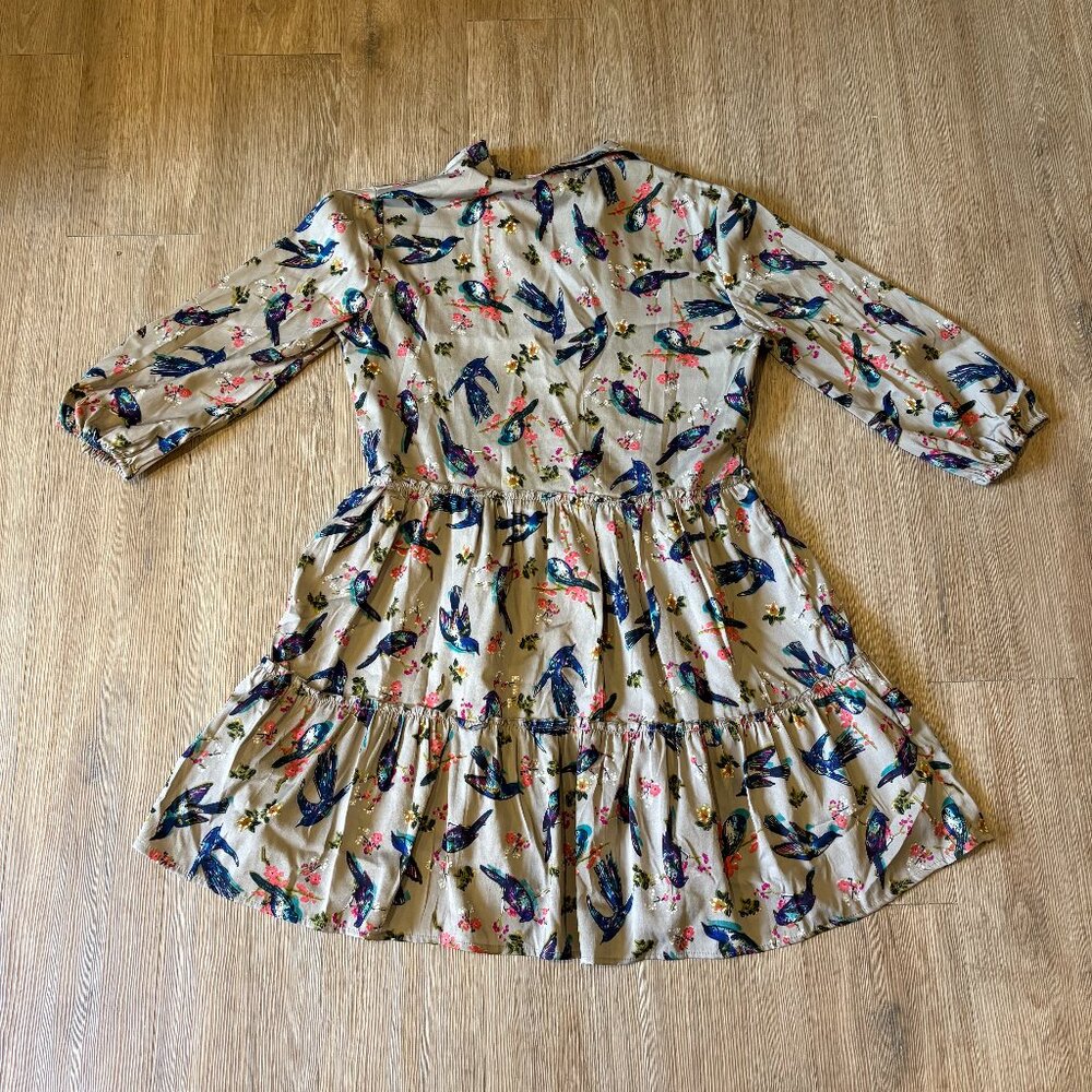 JUST FUNKY Bird & Floral Print Dress - Size M - Picture 6 of 6
